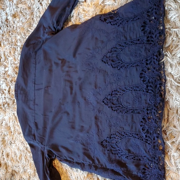 MASSIMO DUTTI navy embroidered top - Picture 10 of 14